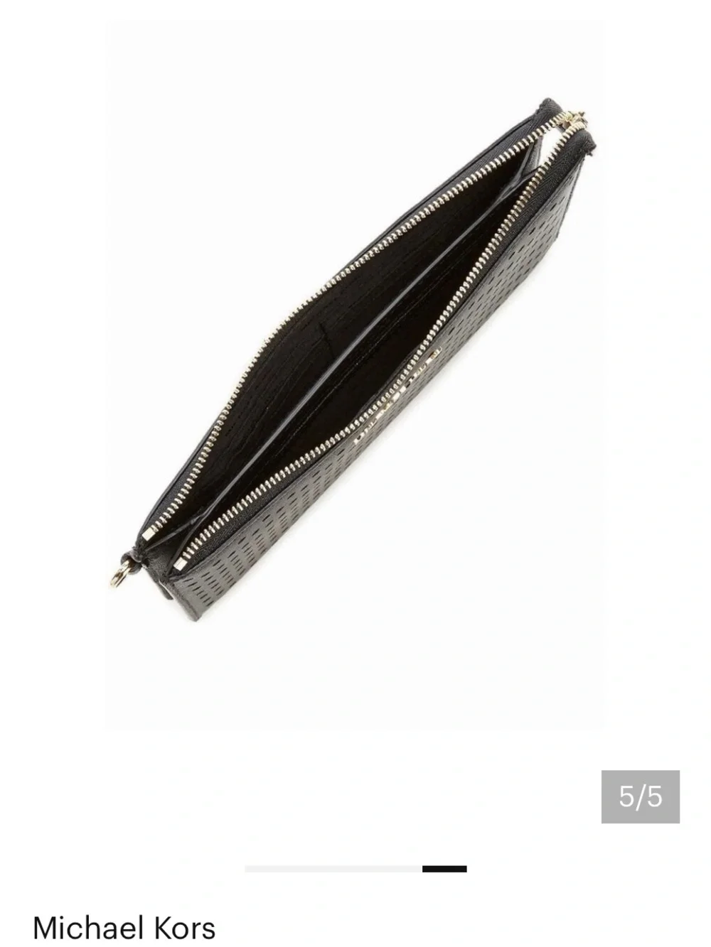 Michael Kors Black Leather Gusset Wristlet - Picture 3 of 6